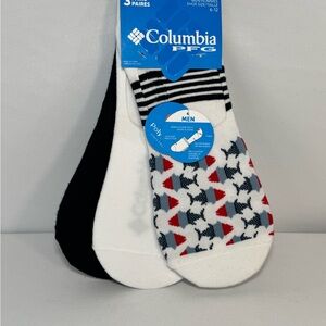 Columbia Men's Black, White, and Red Patterned Socks